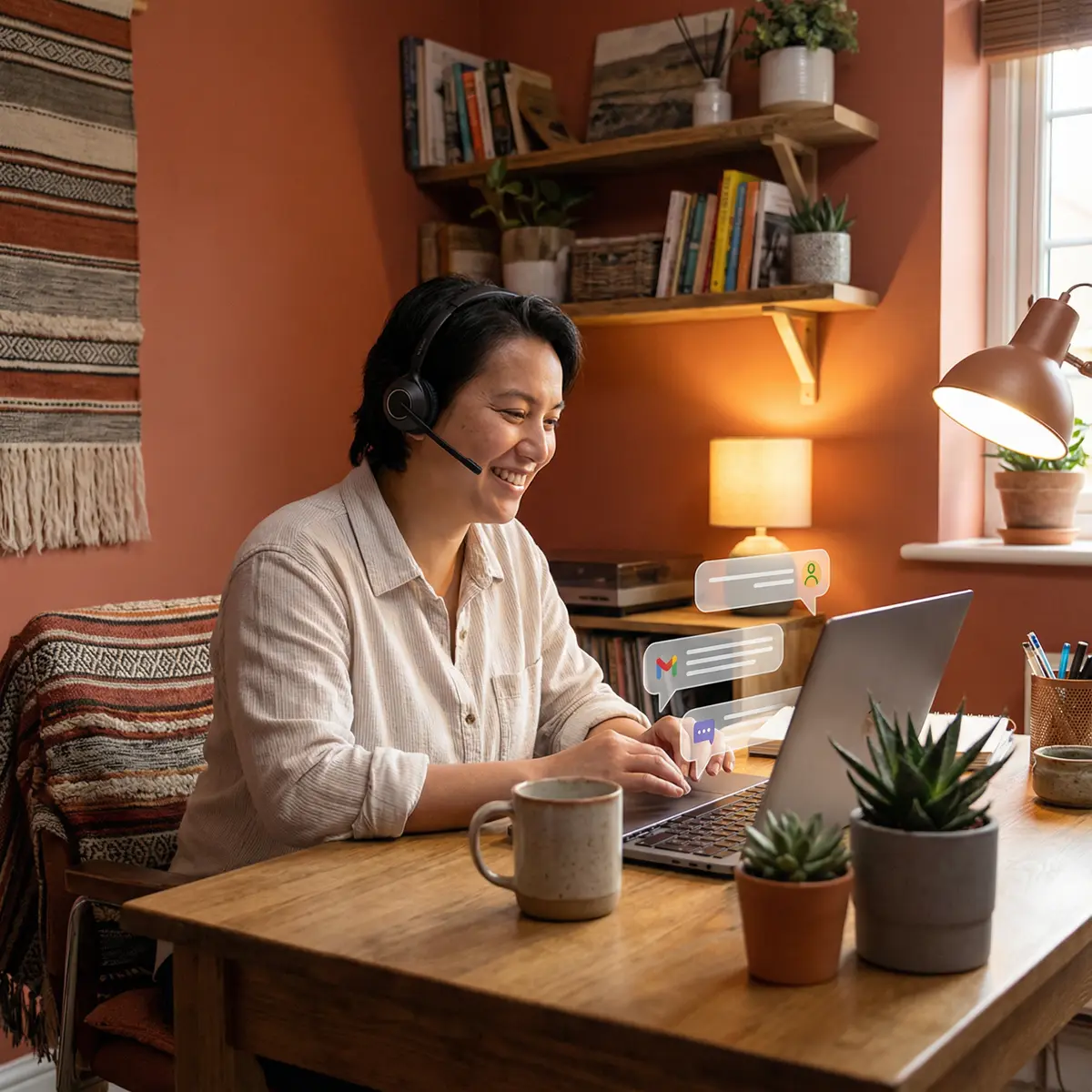 Agente de soporte al cliente atendiendo consultas
